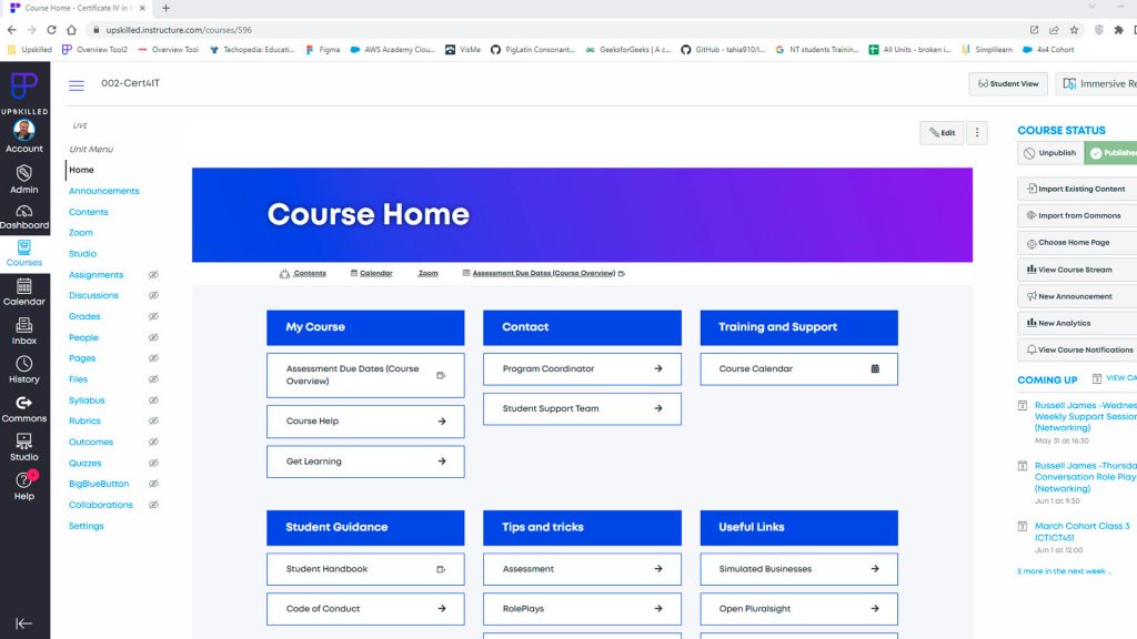 canvas-course-home-page